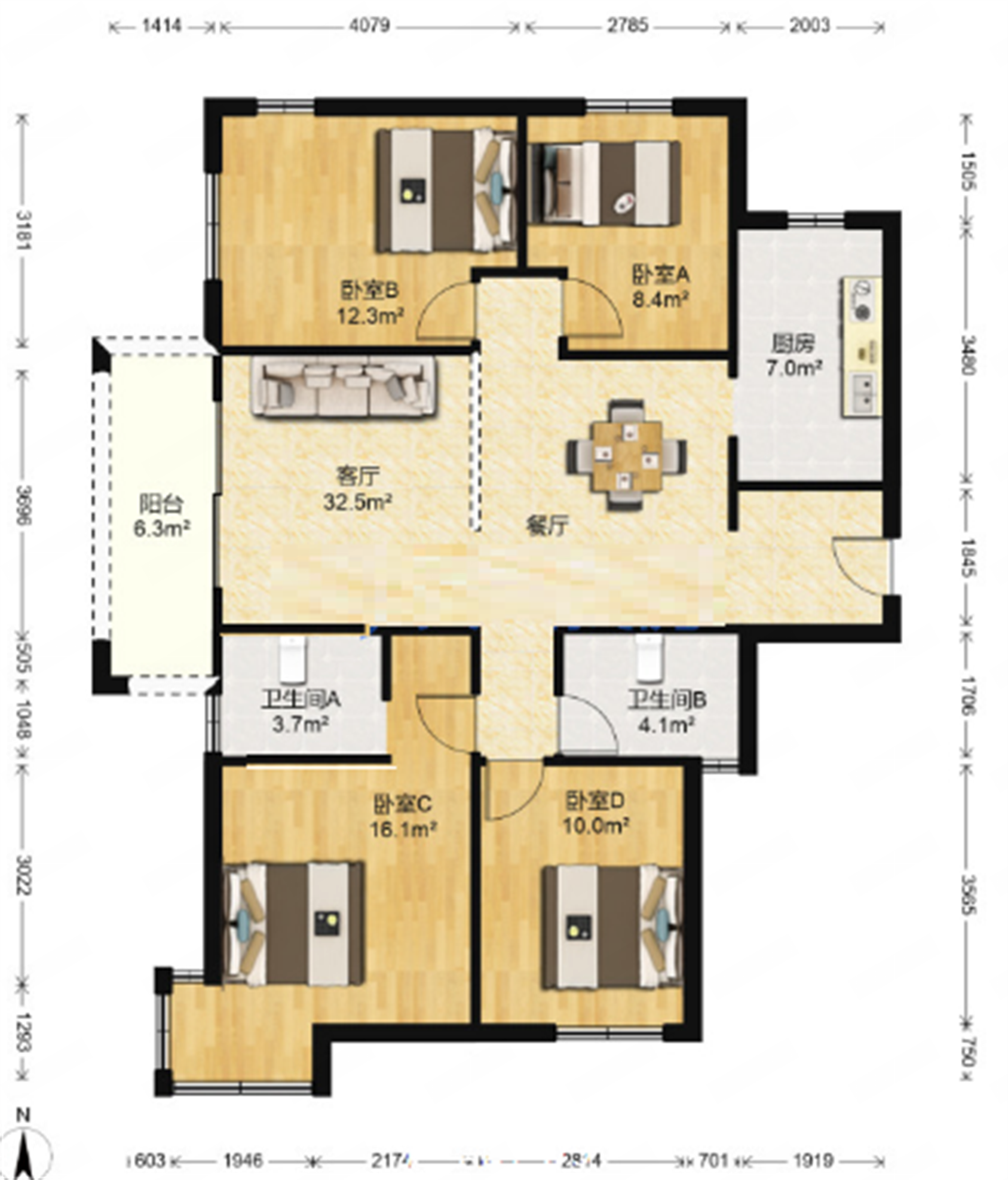江山鼎 4室2厅2卫 138m²