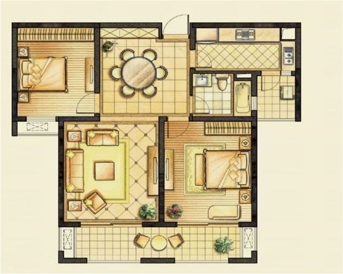 南通橡树湾 2室2厅1卫 99m&sup2;