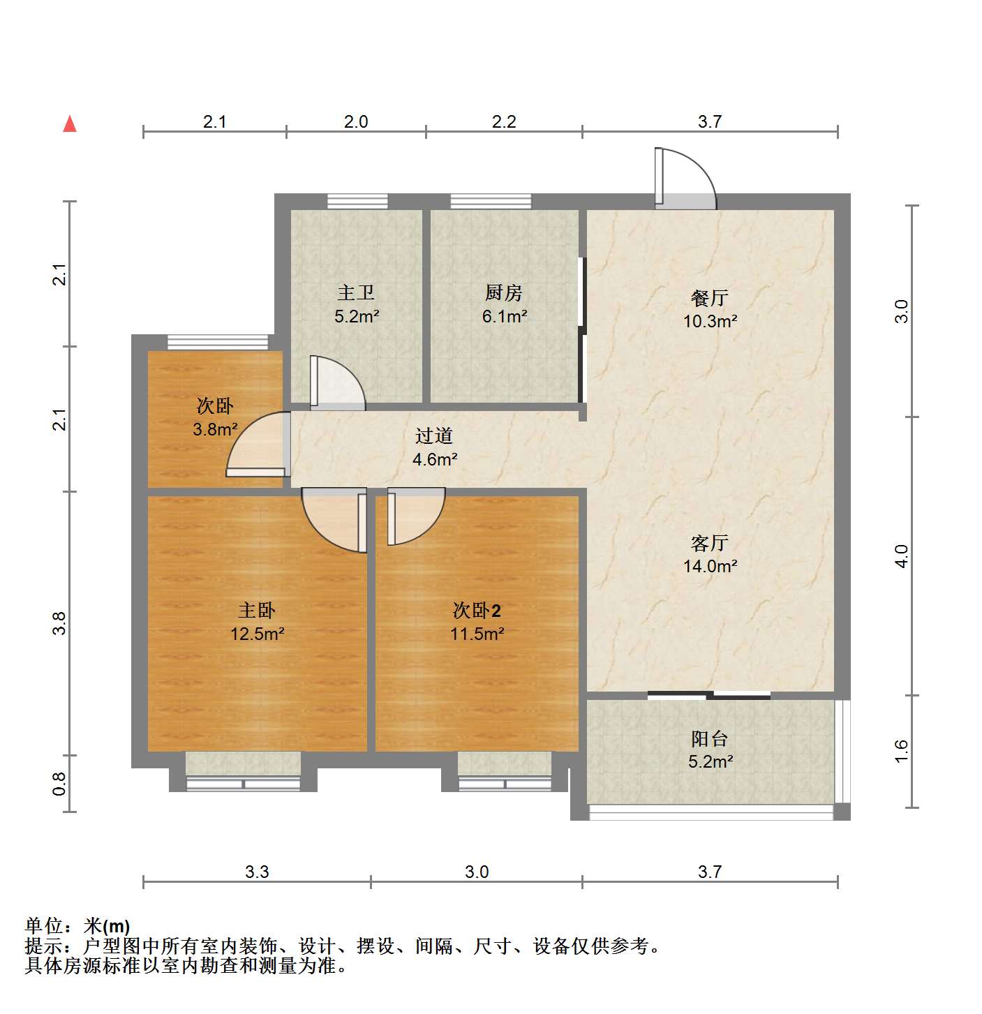 崇川星光域 3室2厅1卫 95.44m&sup2;