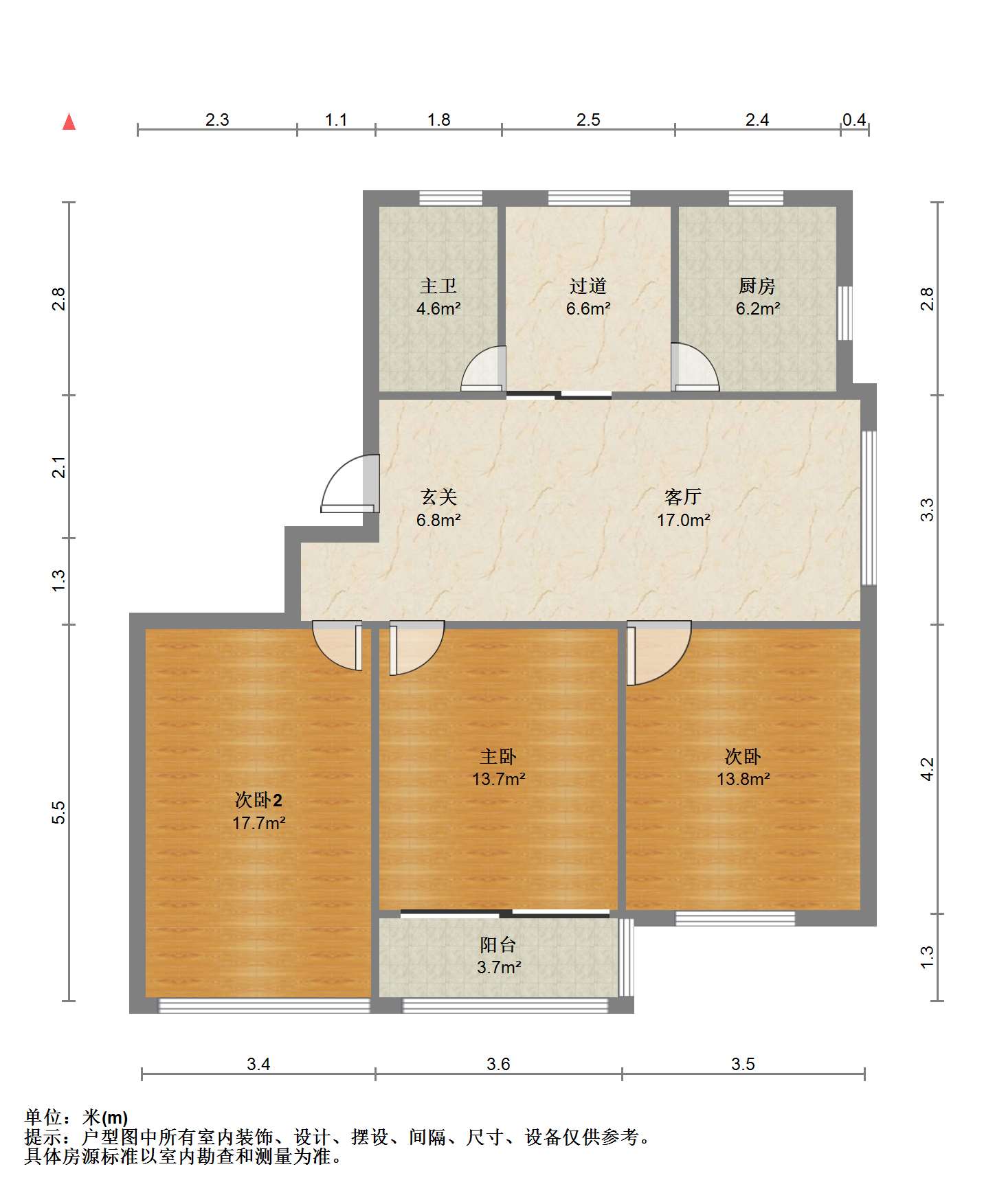 学田北苑 3室1厅1卫 108m&sup2;