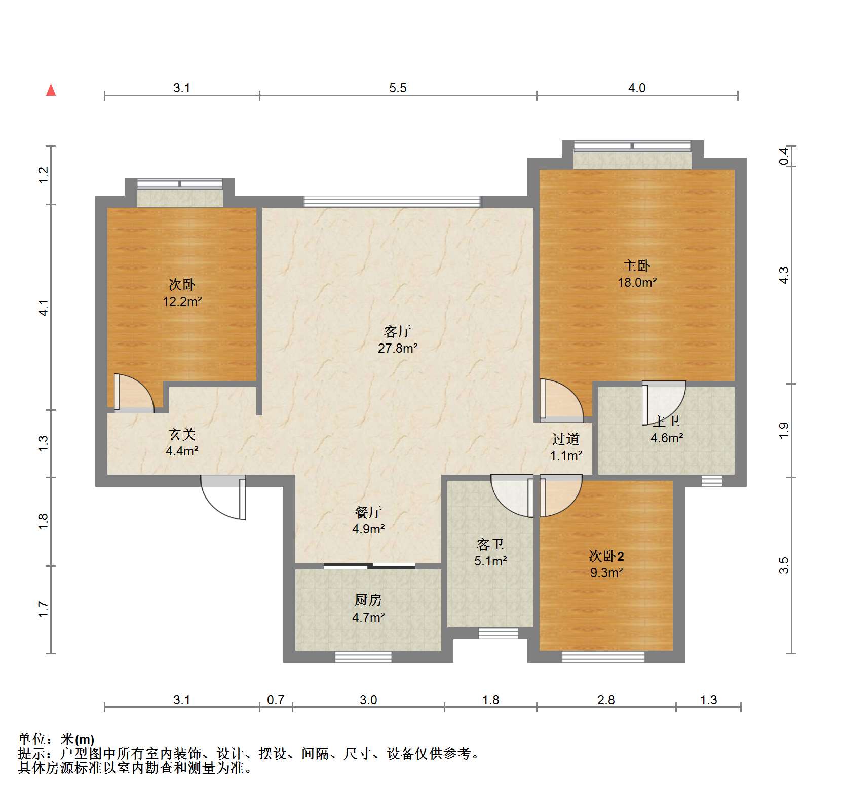 滨江道江园 3室2厅2卫 127m&sup2;