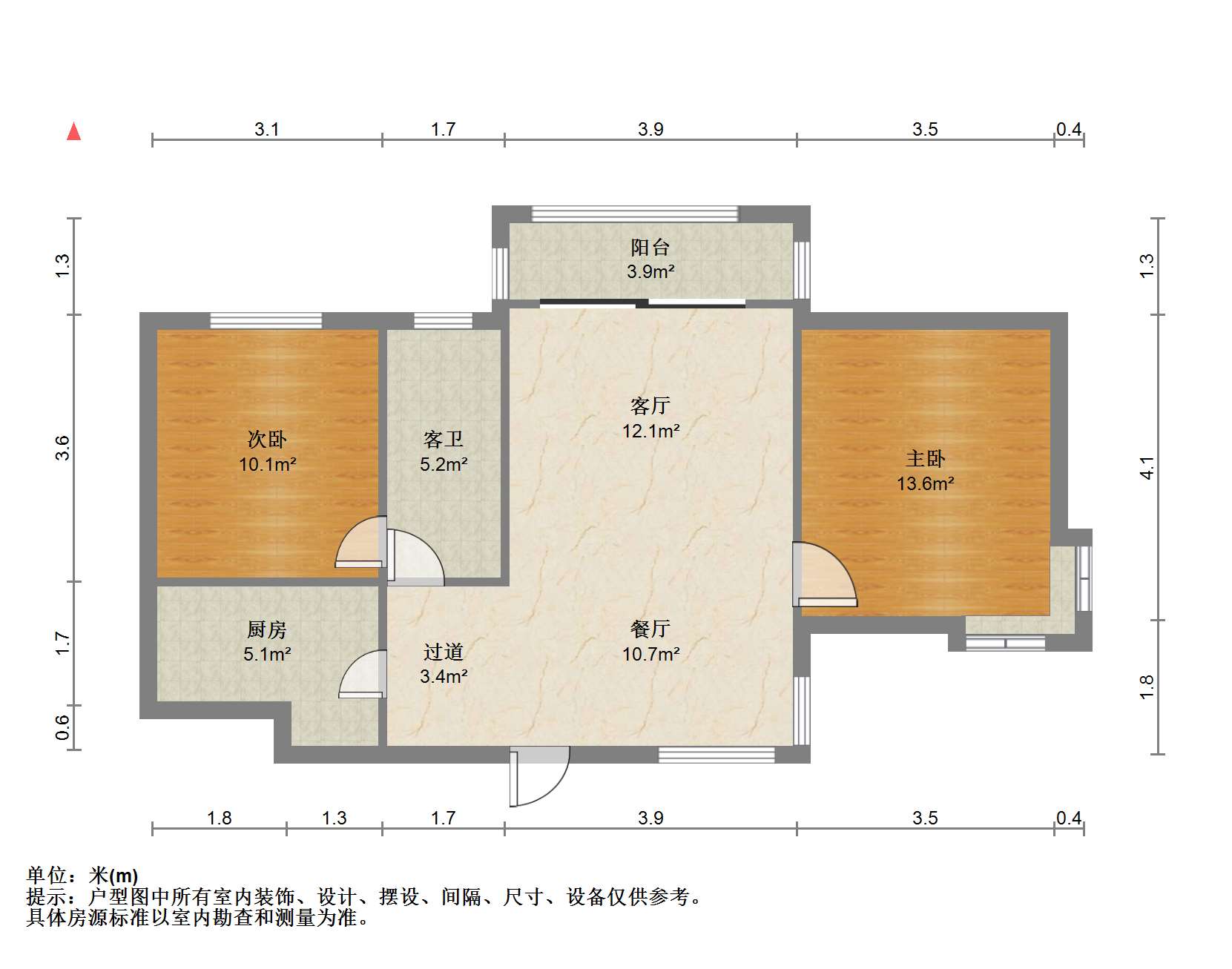 优山美地花园北区 2室2厅1卫 92m&sup2;