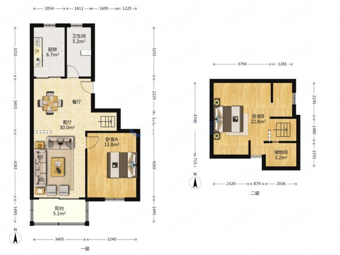 五山家园 2室1厅1卫 71.94m&sup2;