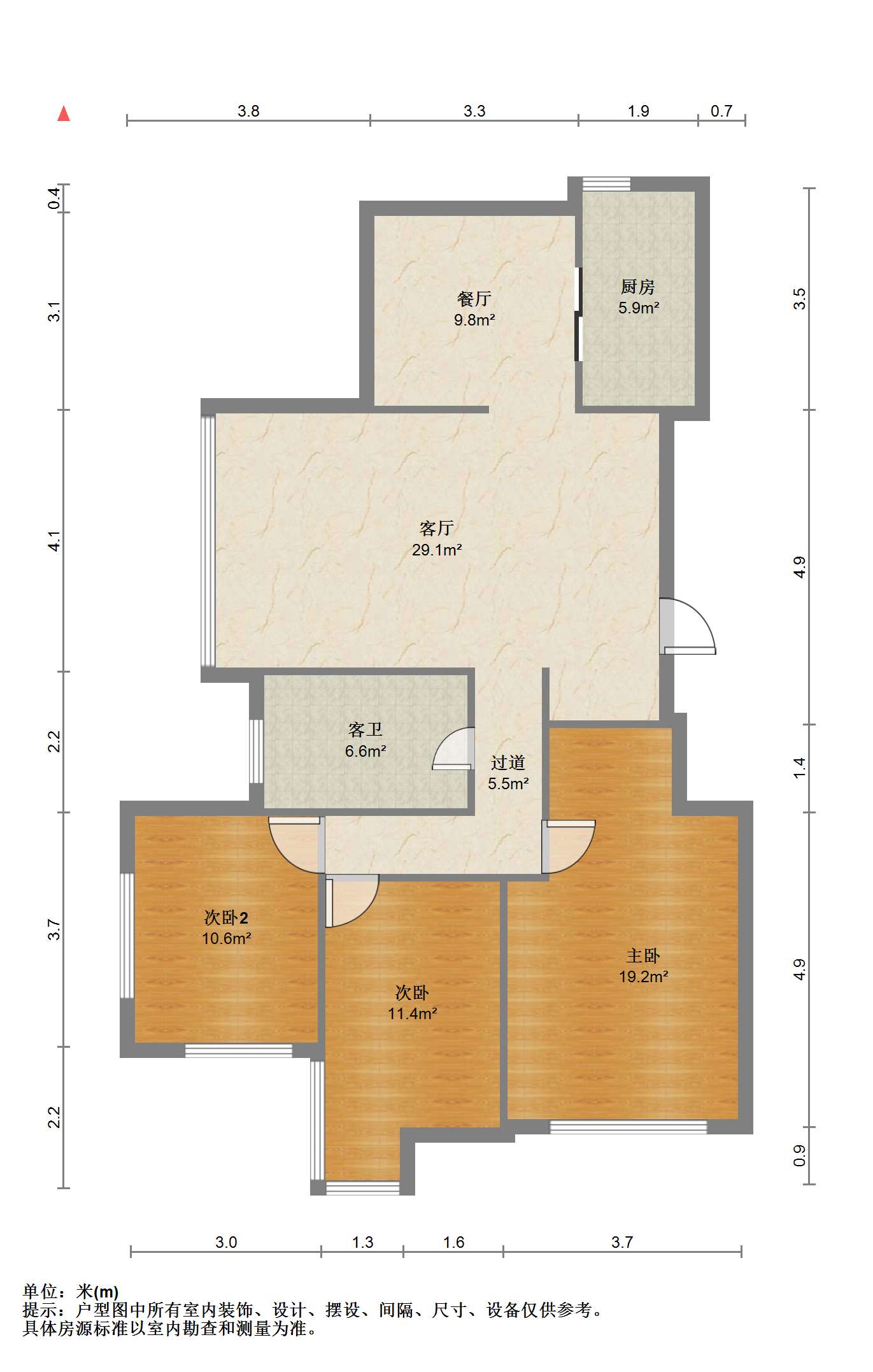 凤凰莱茵苑 3室2厅1卫 142.00m&sup2;