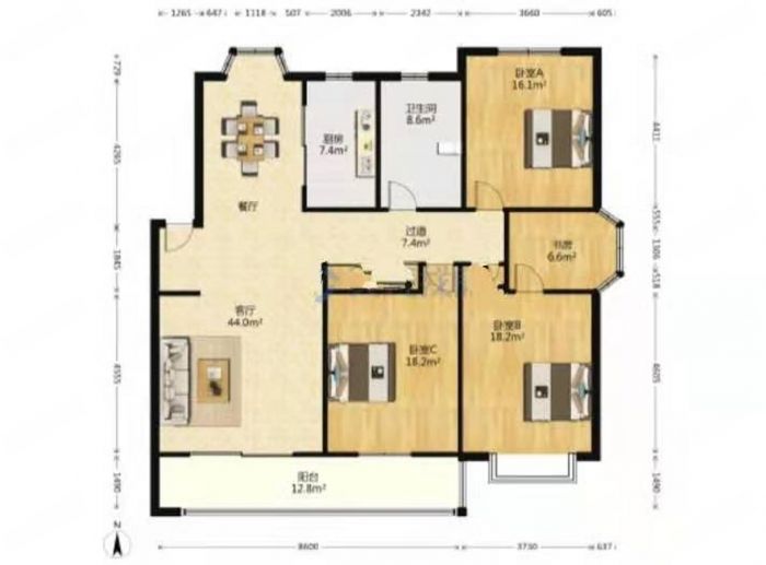 星湖花园 3室2厅2卫 158m&sup2;