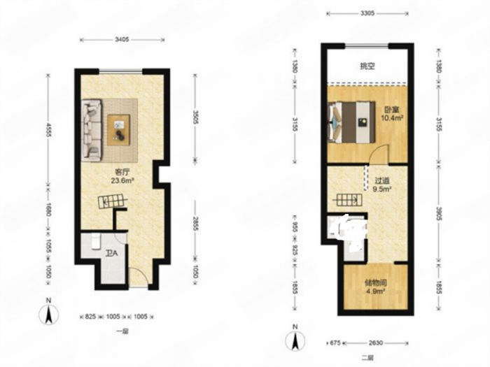 中南世纪城 1室1厅1卫 43m&sup2;