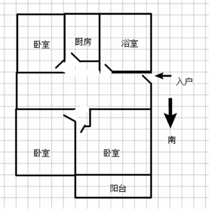 五山家园 3室2厅1卫 89.7m&sup2;