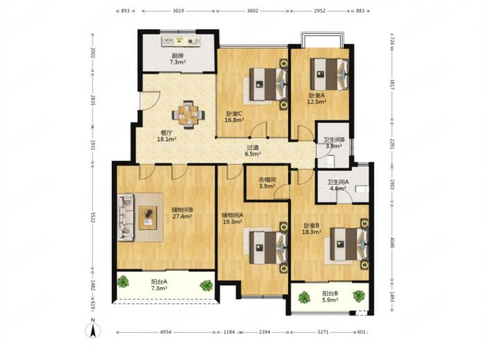 第九园 3室2厅2卫 156m&sup2;