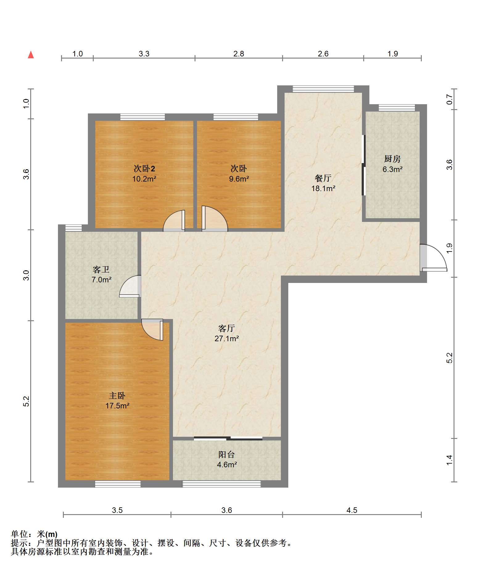 江景苑小区 3室2厅1卫 133.79m&sup2;