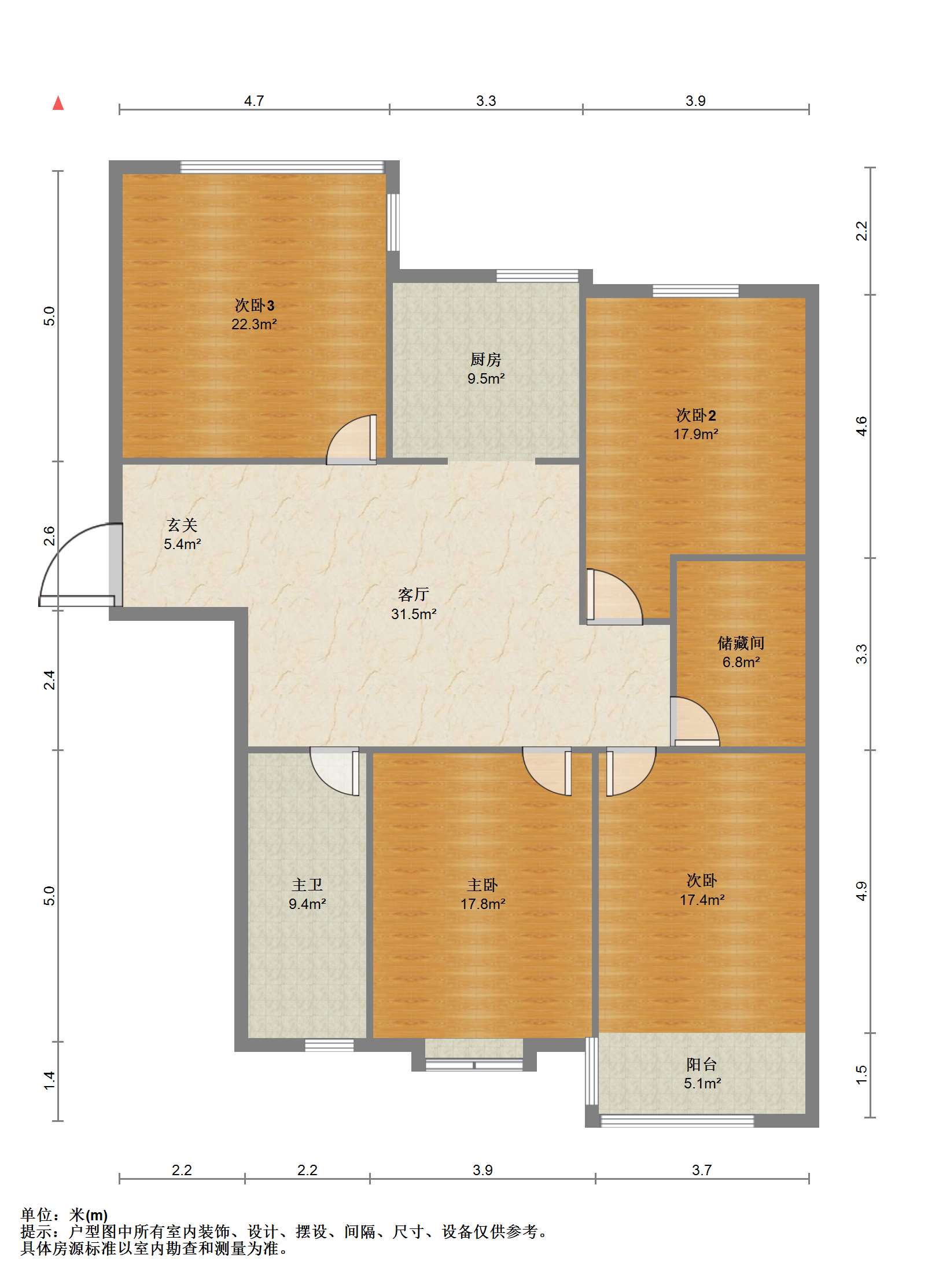 南方公寓 3室1厅1卫 147.94m&sup2;