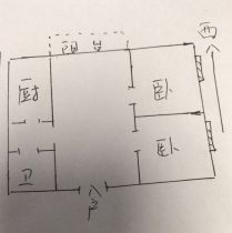 华能大厦 2室1厅1卫 74.33m&sup2;