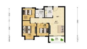 金科廊桥水岸 3室2厅1卫 90m&sup2;