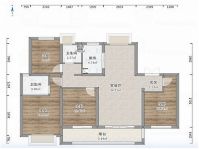 中南熙悦(南通经济技术开发区) 4室2厅2卫 136m&sup2;