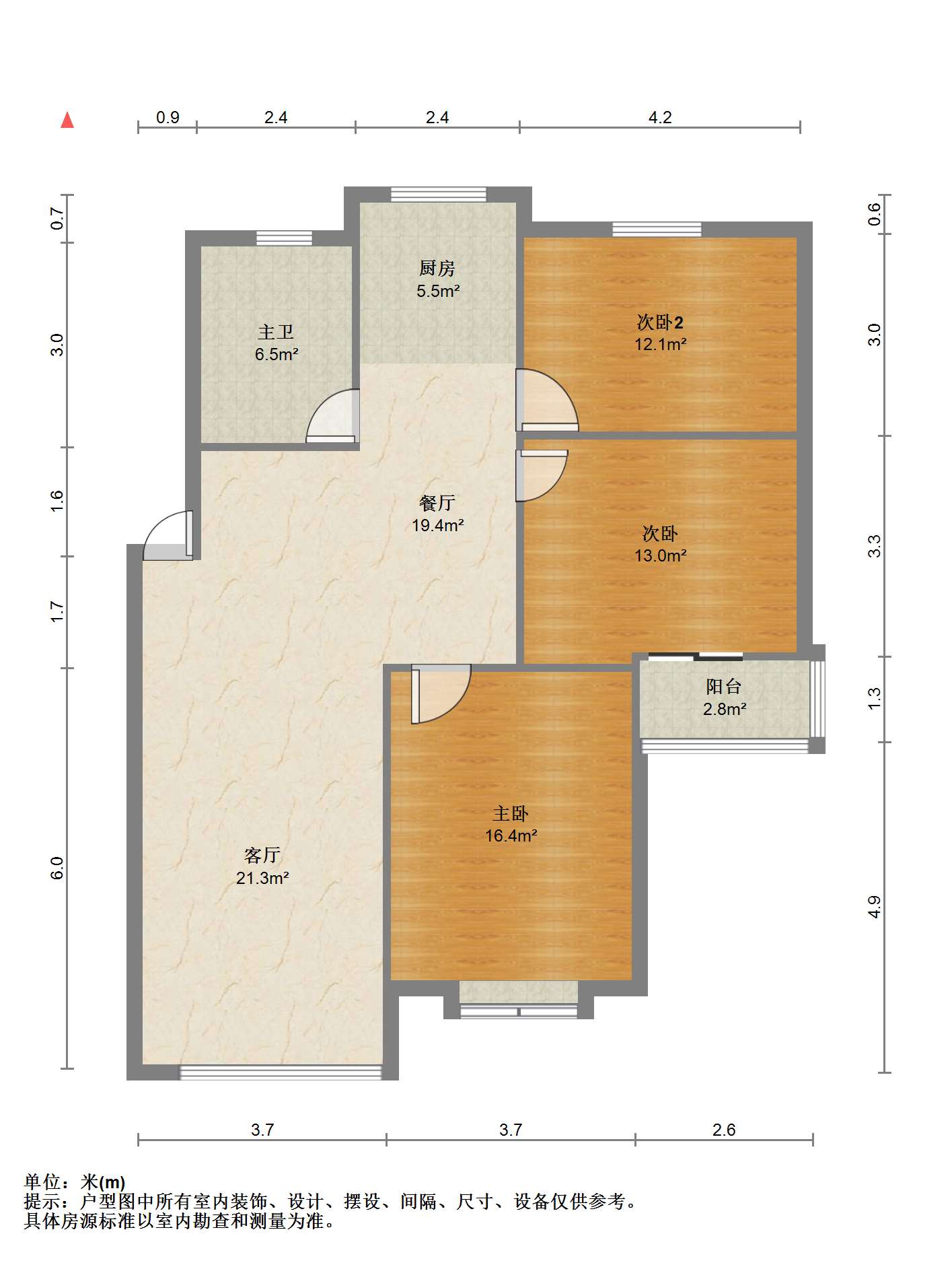 东方花苑 3室2厅1卫 107.00m&sup2;