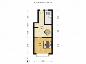 江海大厦 1室1厅1卫 60m&sup2;
