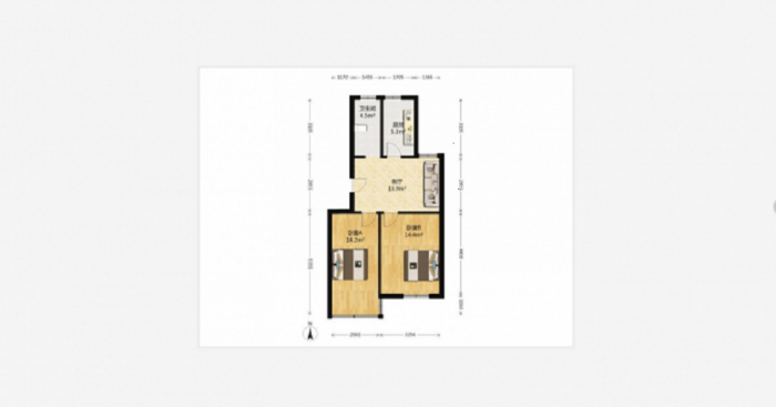 光明南村 2室1厅1卫 64m&sup2;