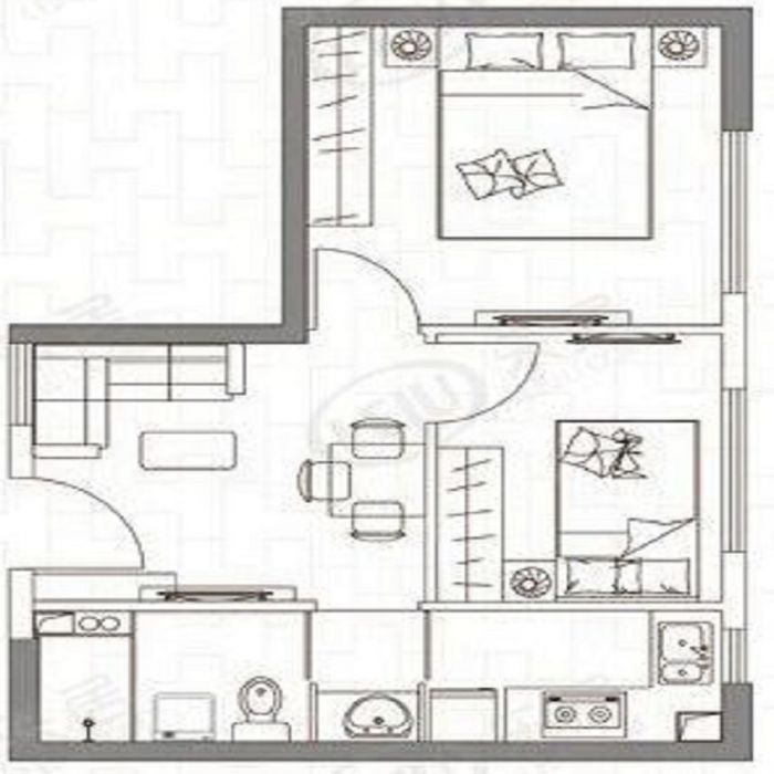 鑫湖国贸中心 1室1厅1卫 56m&sup2;