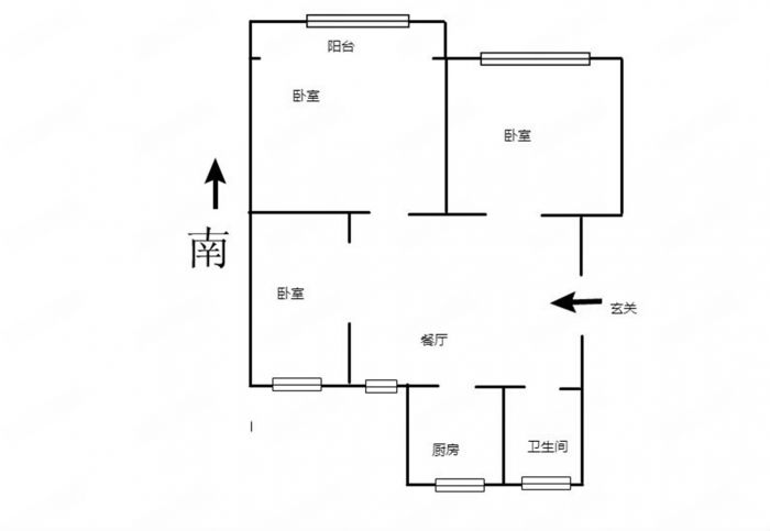 南川园 3室1厅1卫 77.22m&sup2;