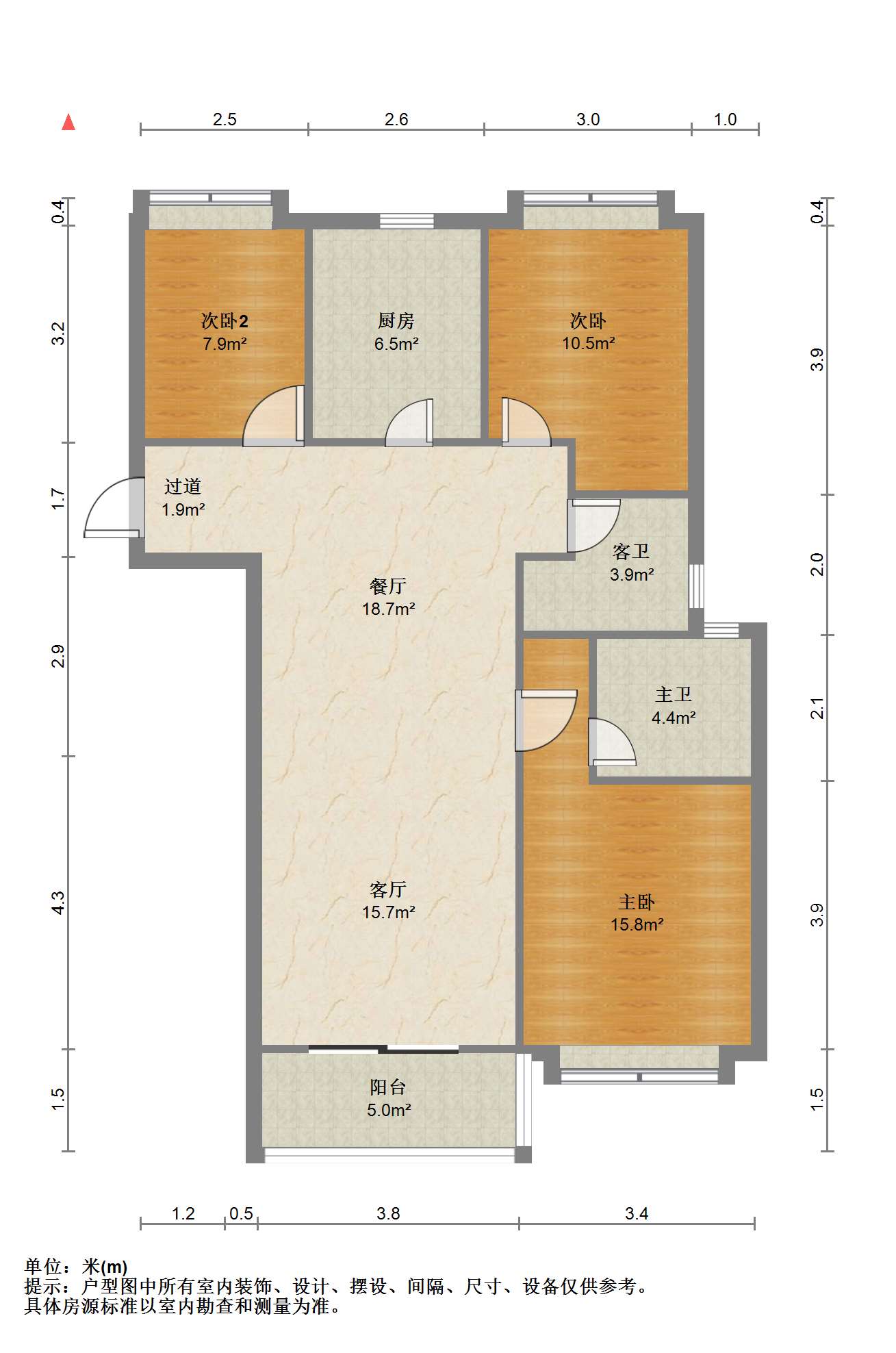 南通雅居乐花园 3室2厅2卫 116m&sup2;