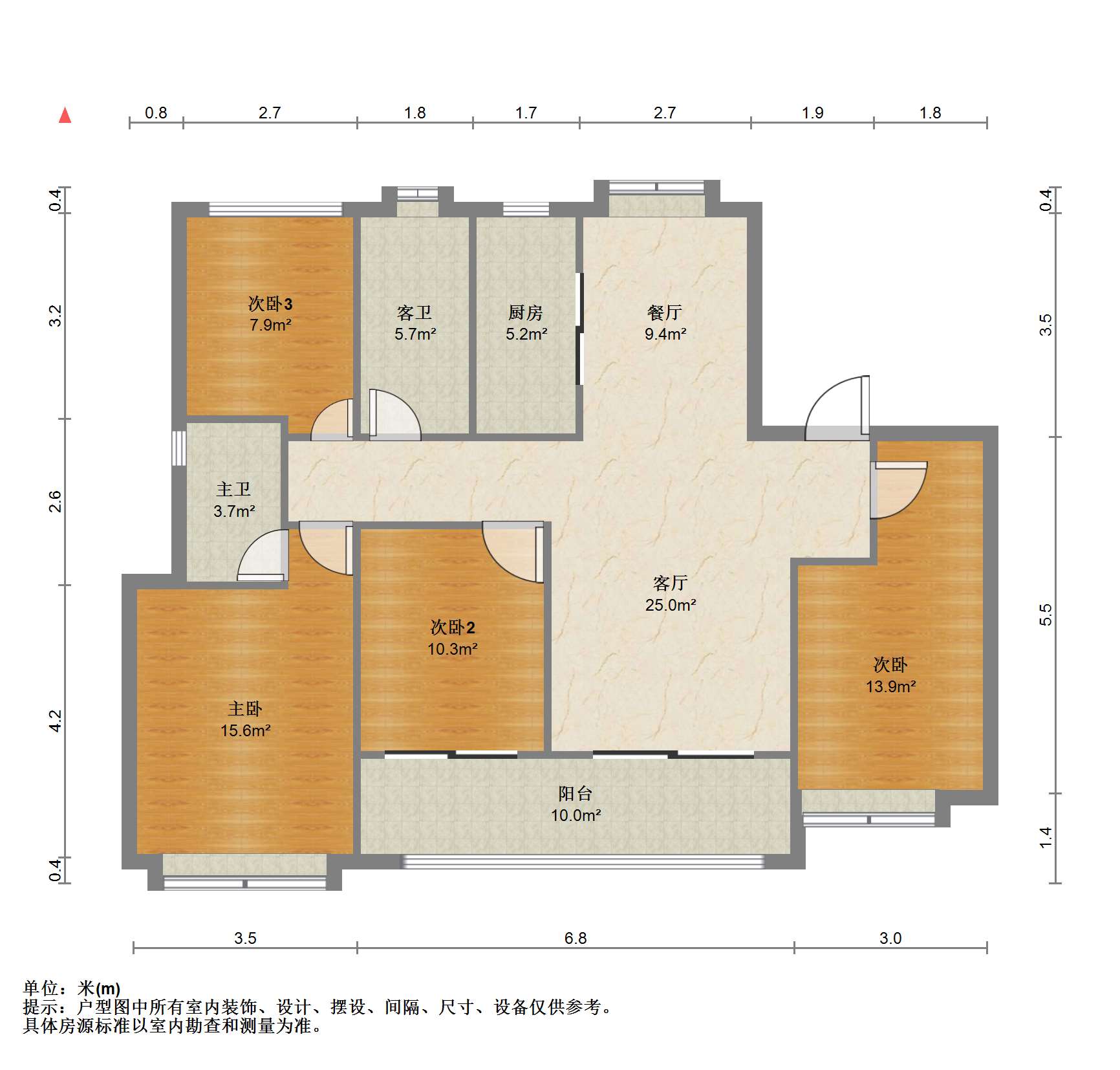 春风南岸西园 4室2厅2卫 136m&sup2;