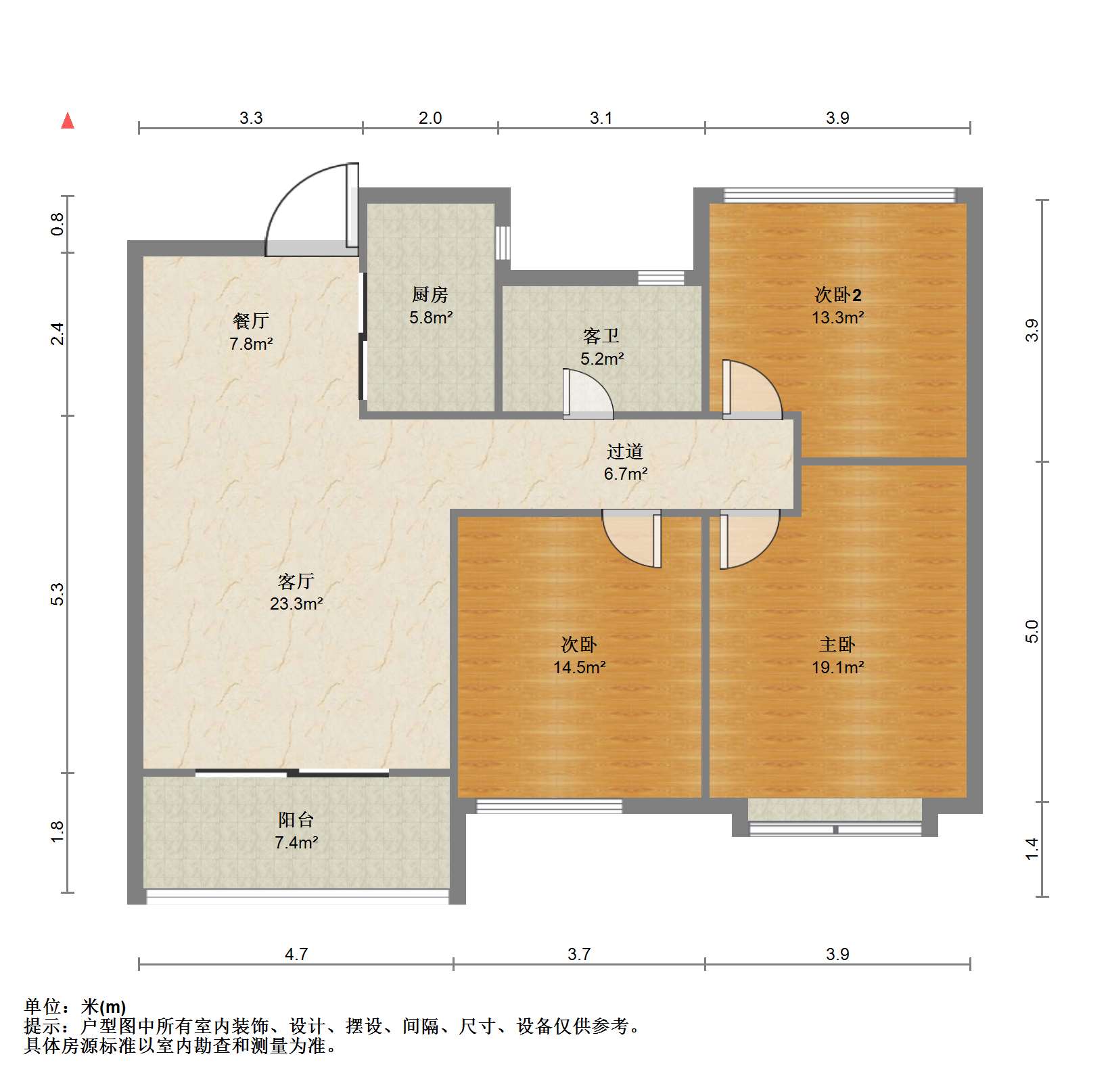 中南熙悦(南通经济技术开发区) 3室2厅1卫 89.28m&sup2;