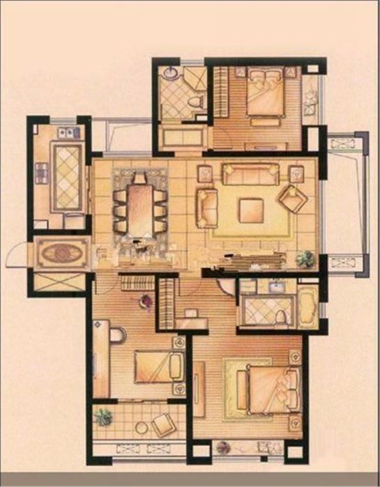 南通橡树湾 3室2厅1卫 138m&sup2;