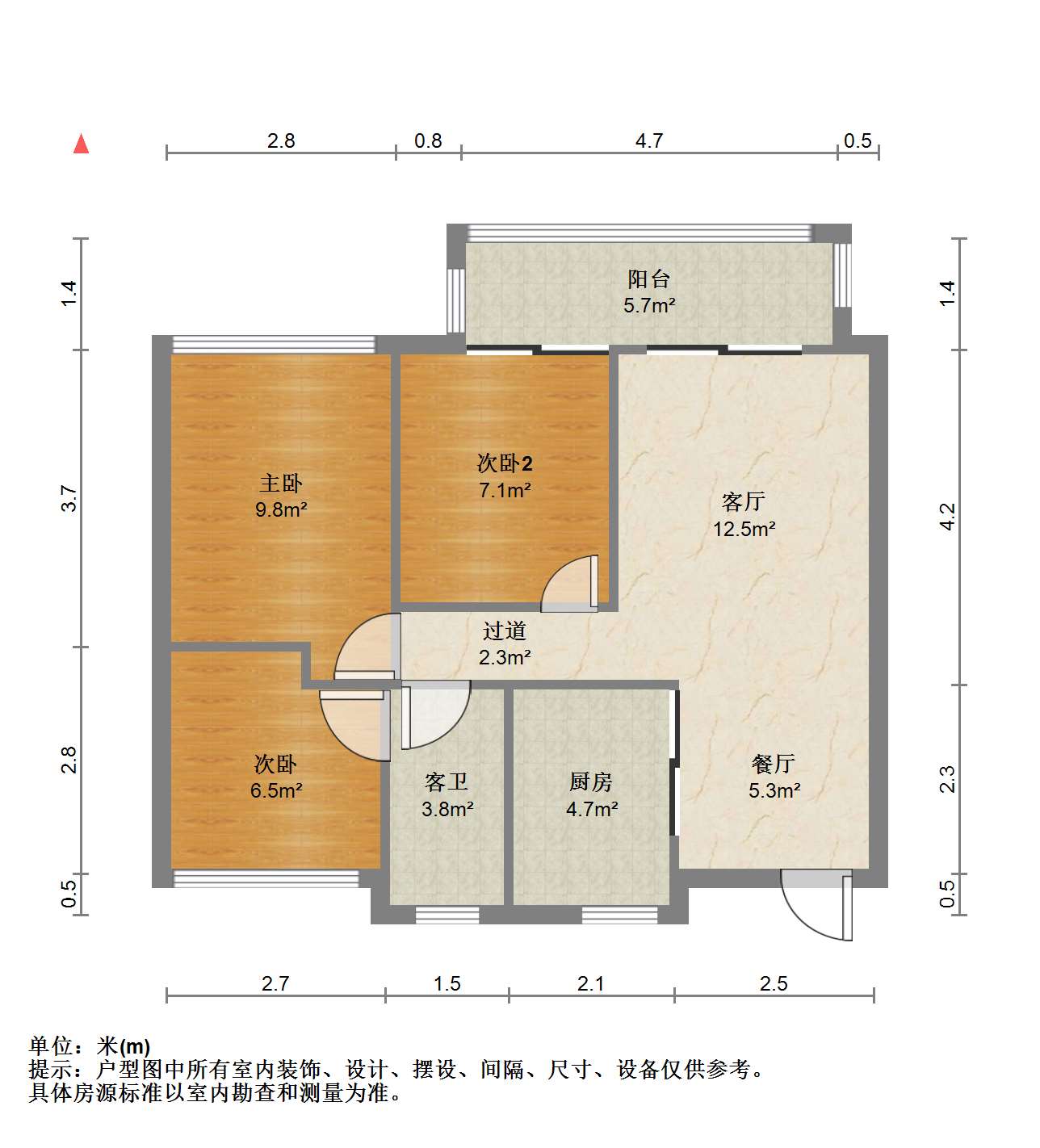 华禧铭苑 3室2厅1卫 103.57m&sup2;