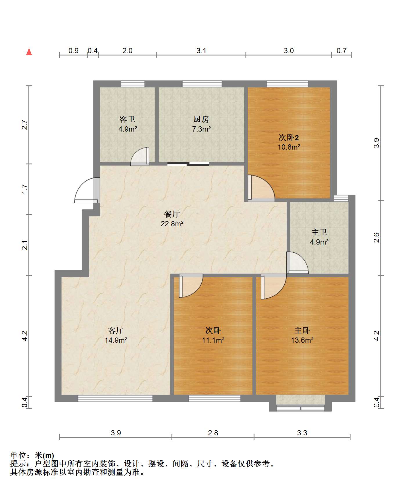 天虹苑 3室2厅2卫 129.44m&sup2;