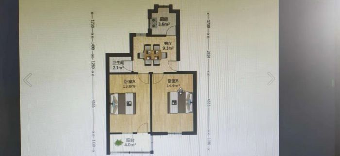 万科爱情公寓 2室1厅1卫 52m&sup2;