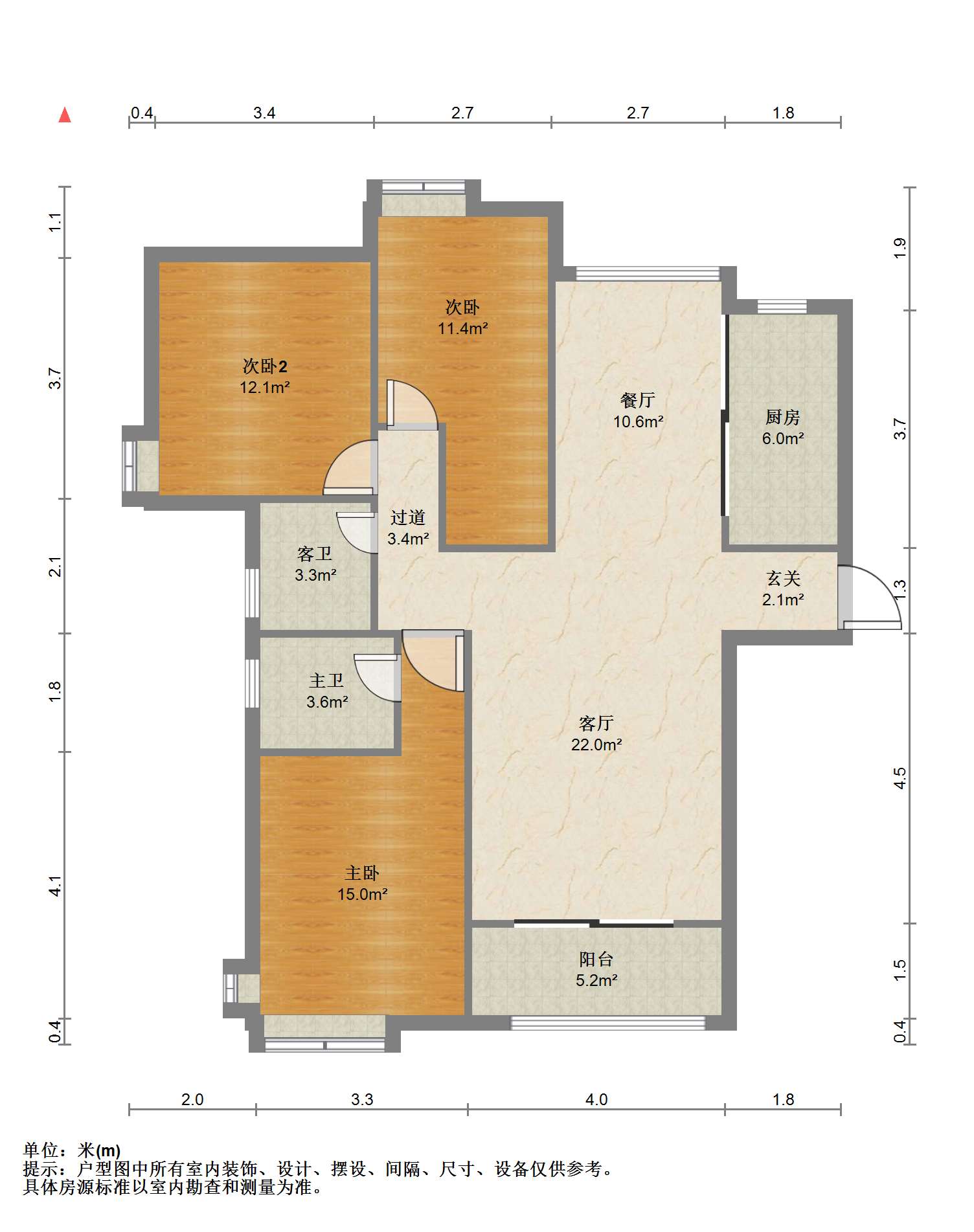 苏建学府雅居 3室2厅2卫 136.39m&sup2;