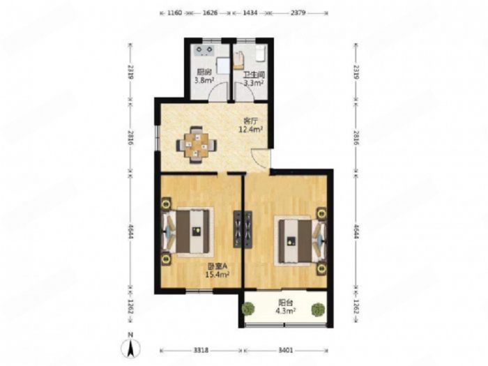 新城东苑 3室1厅1卫 88m&sup2;