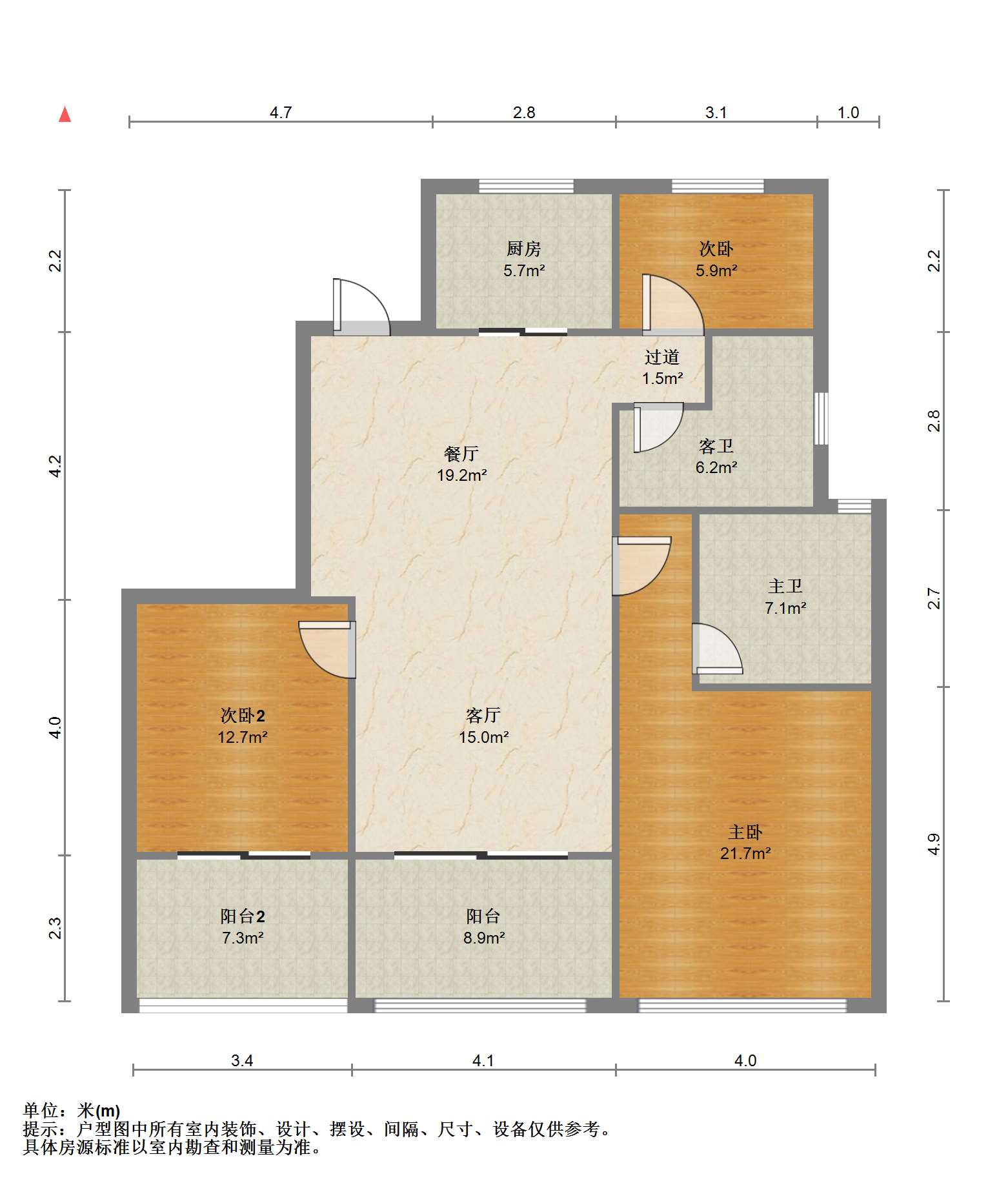 正泰江岸水苑 3室2厅2卫 120.61m&sup2;