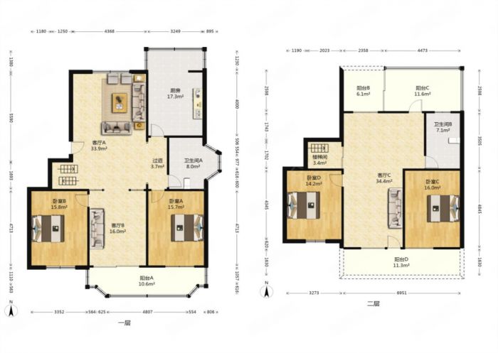 阳光花园 4室2厅2卫 128.6m&sup2;