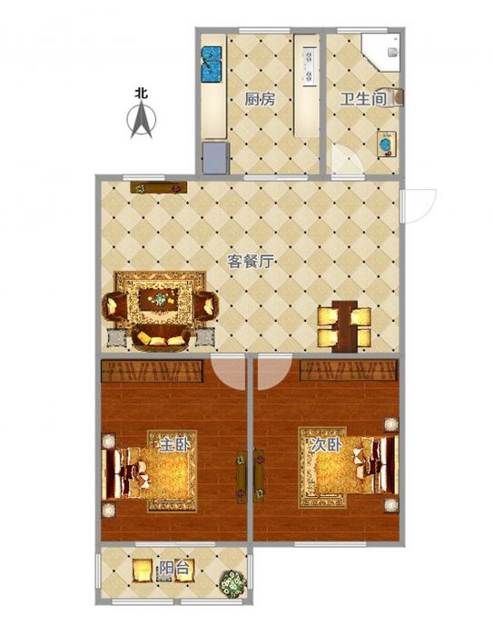 隆兴佳园 2室1厅1卫 88.5m&sup2;