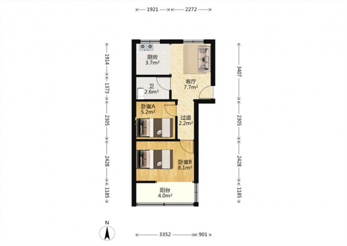 虹桥新村(朝霞路) 2室1厅1卫 49.85m&sup2;