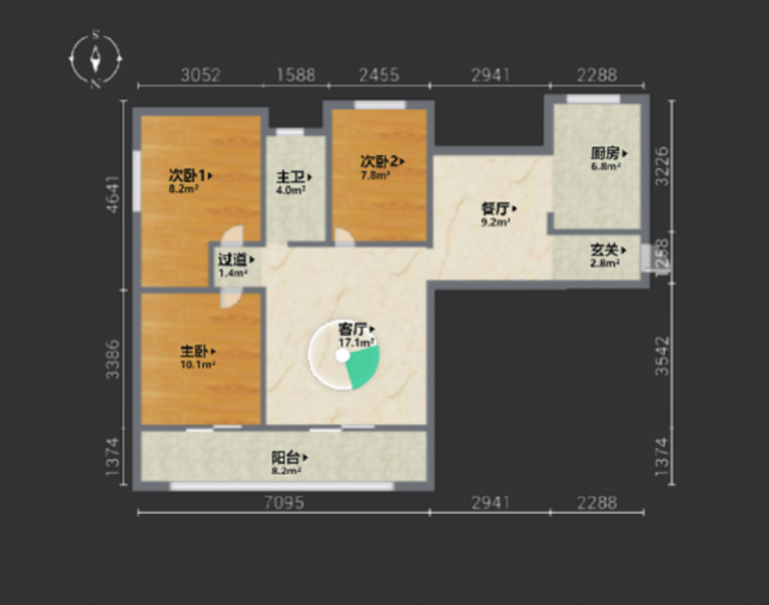 富安新居 3室2厅2卫 130m&sup2;