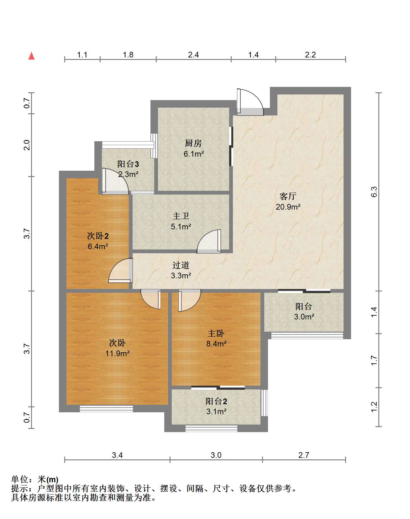 世濠花园 3室1厅1卫 95m&sup2;