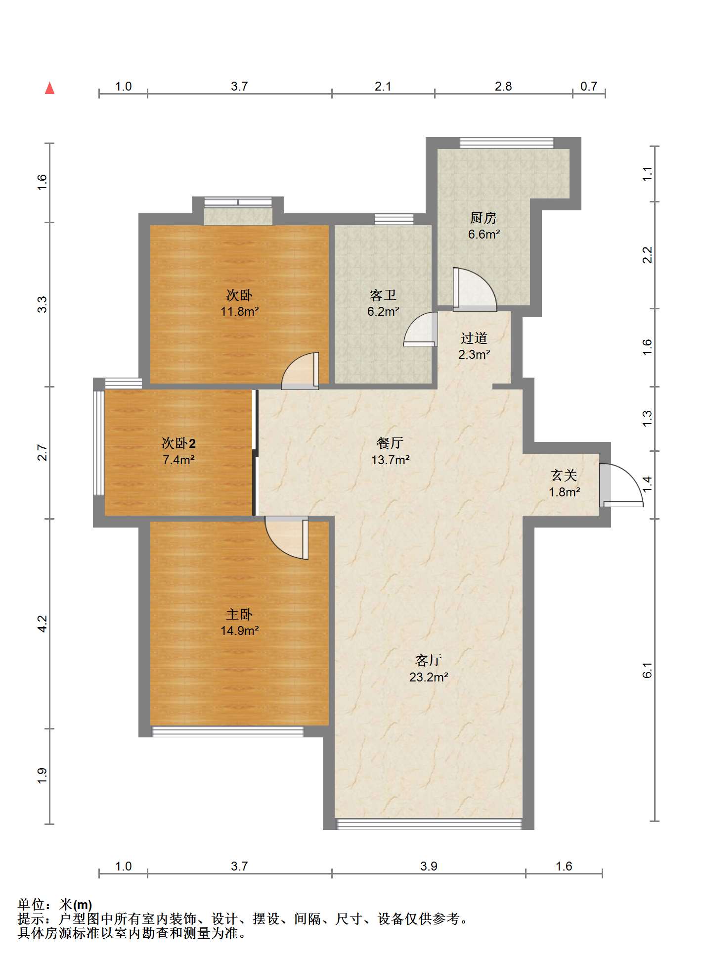 苏建学府雅居 3室2厅1卫 112.88m&sup2;