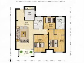 富力半岛花园 3室2厅2卫 110m&sup2;