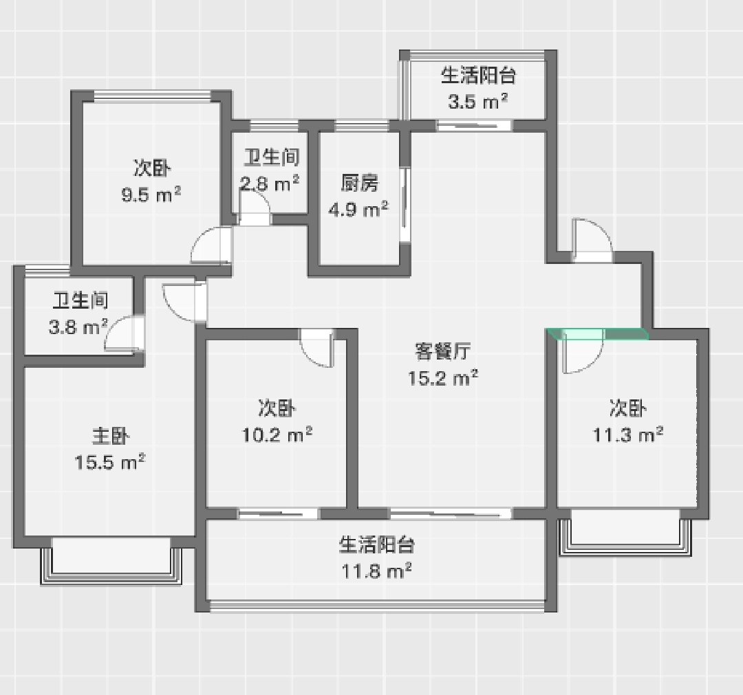 时光漫城 4室2厅2卫 126m²
