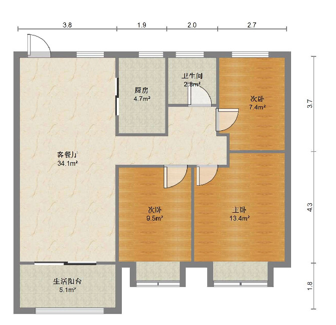 南通雅居乐花园 3室2厅1卫 99m&sup2;