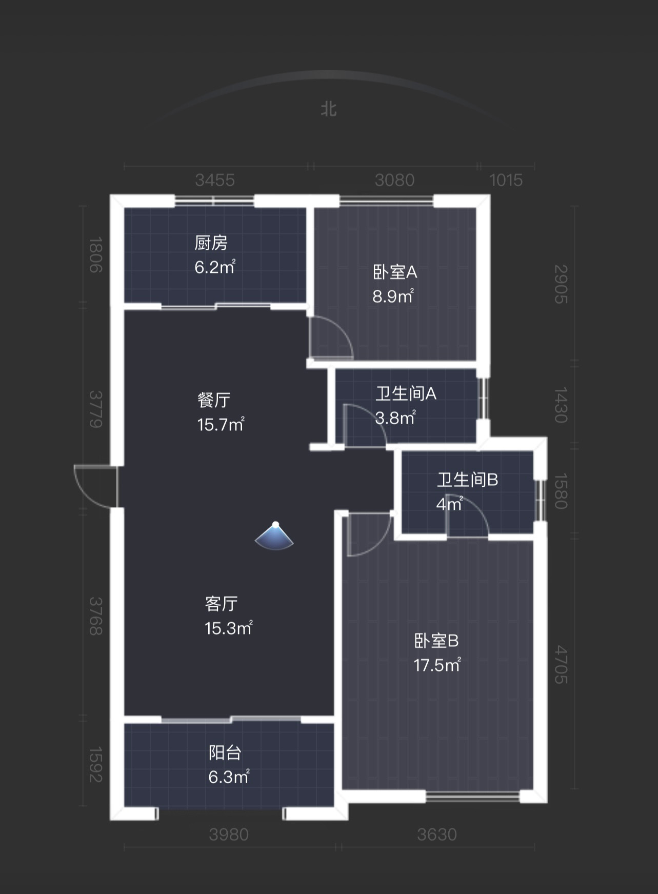 湖山源著 2室2厅1卫 98.7m&sup2;