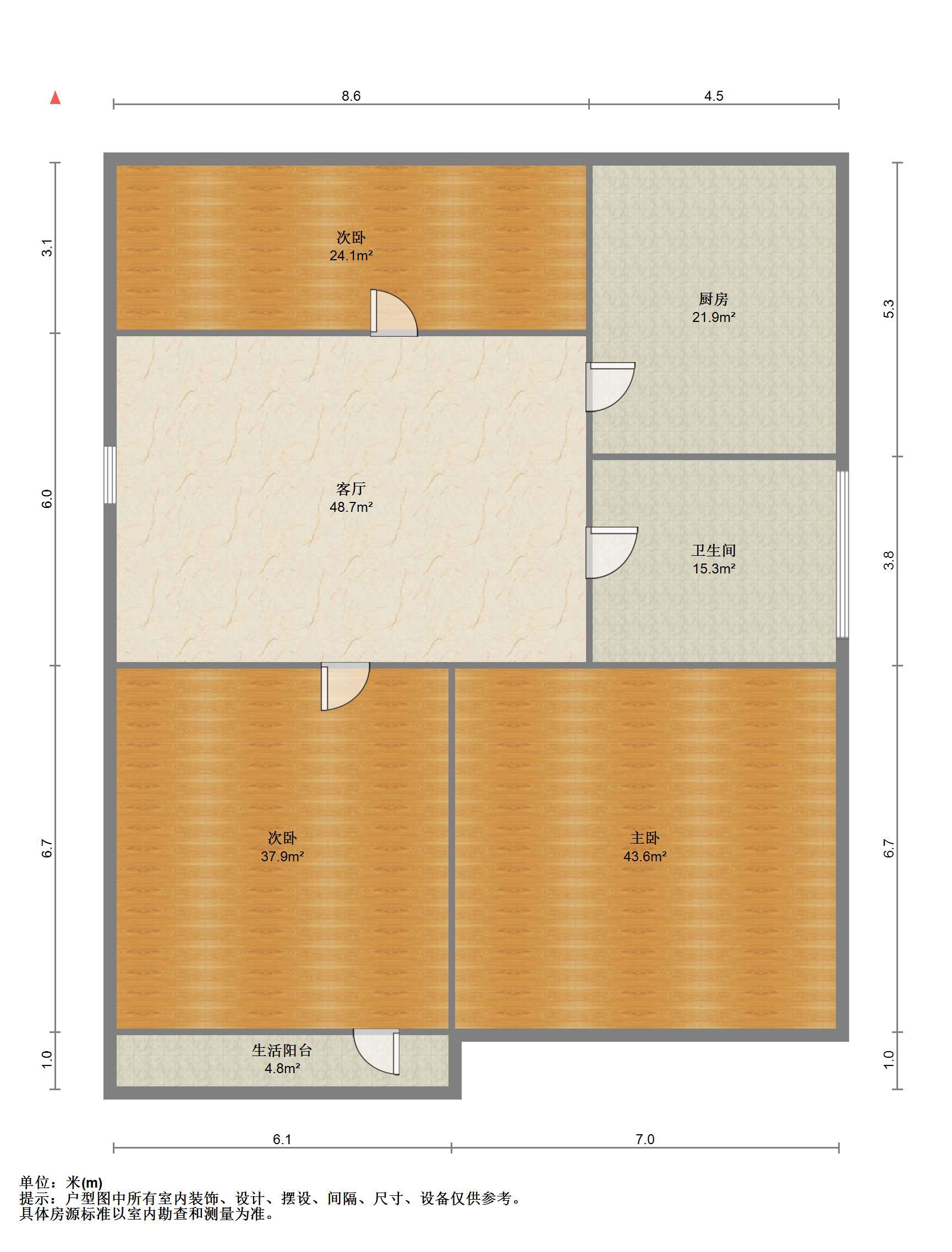 学田苑 3室1厅1卫 73.23m&sup2;