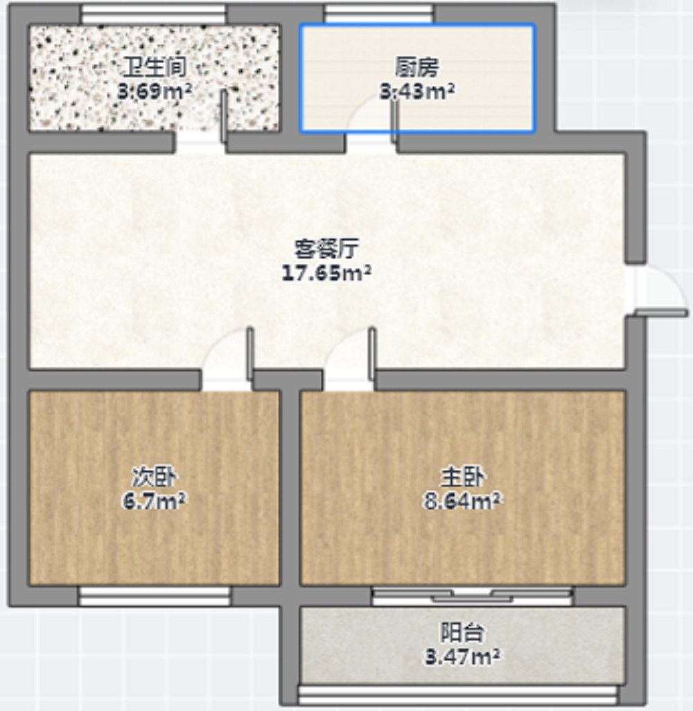 八角亭东一区 2室2厅1卫 80m&sup2;