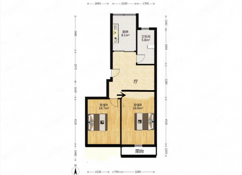 天都花苑 2室1厅 78.00m&sup2;