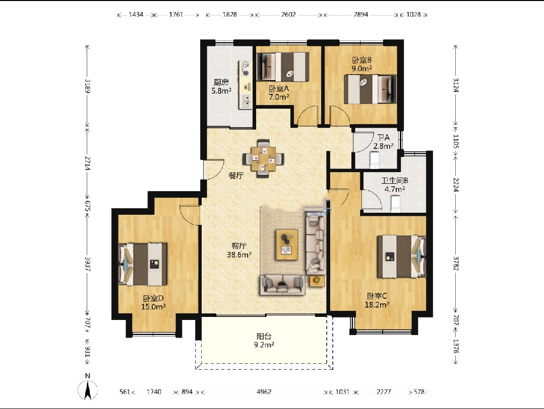 仁恒公园世纪 3室2厅2卫 134.3m&sup2;