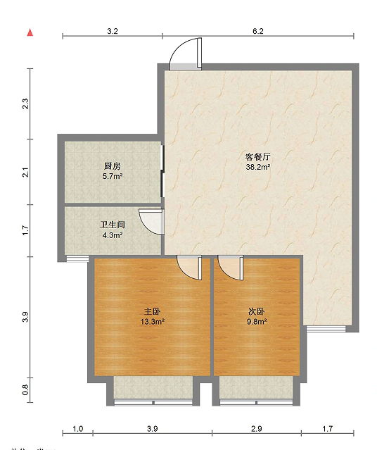 天晖苑 2室2厅1卫 75m&sup2;