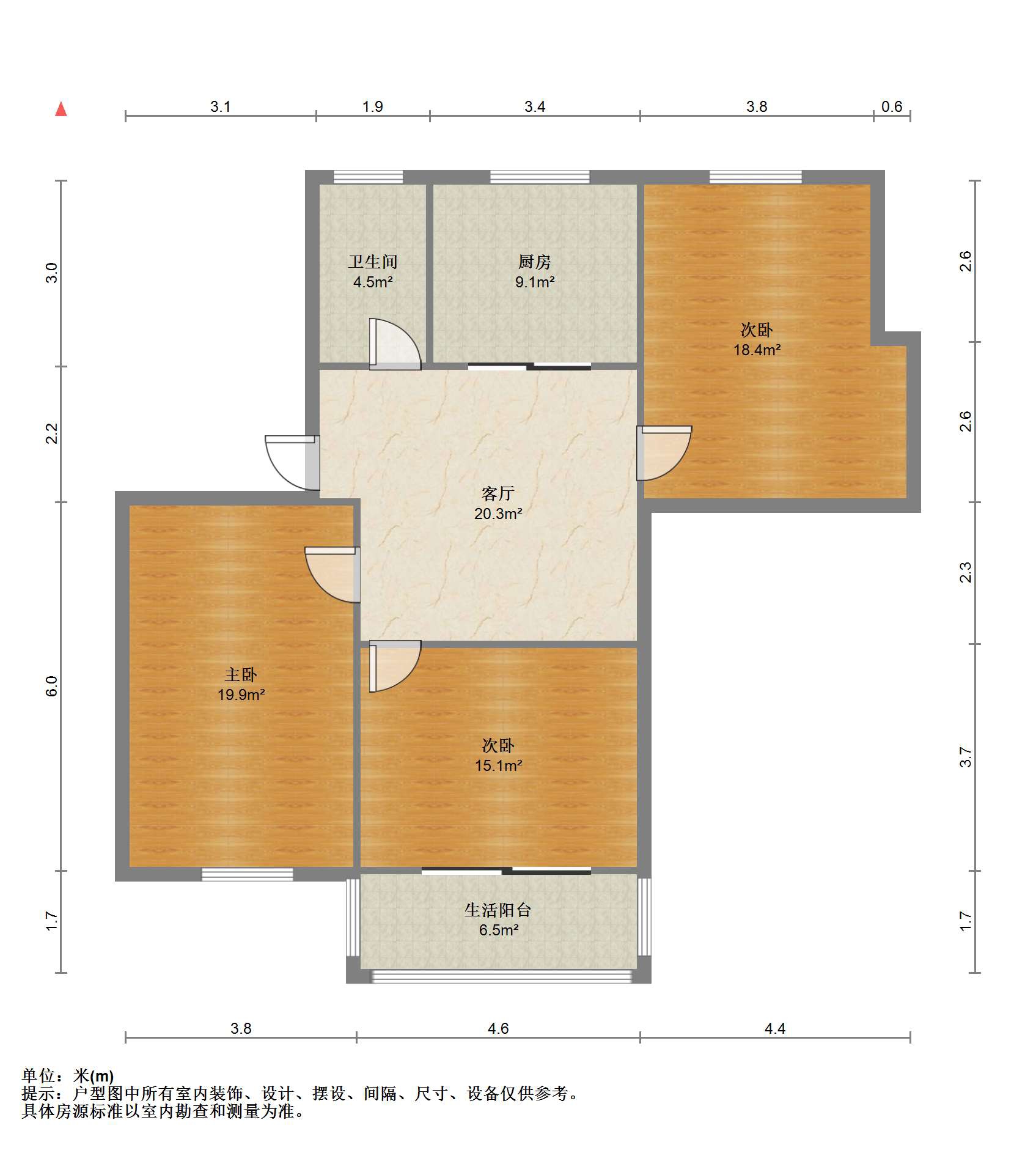 德民花苑东区 3室1厅1卫 117.15m&sup2;