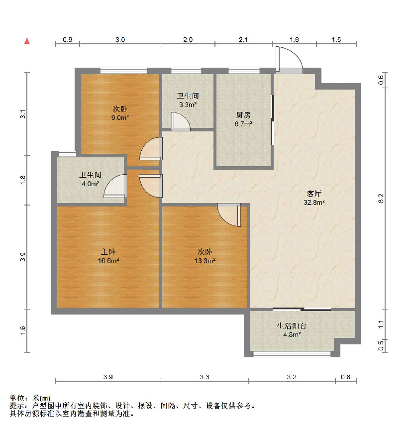 保利香槟国际 3室2厅2卫 115.00m&sup2;