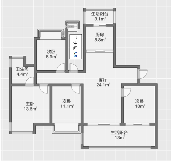 远创宸樾 4室2厅2卫 122.66m&sup2;